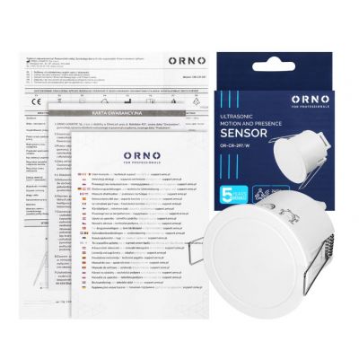 Ultrasoniczny czujnik ruchu i obecności do sufitów podwieszanych IP65 2000W biały ORNO (OR-CR-297/W)
